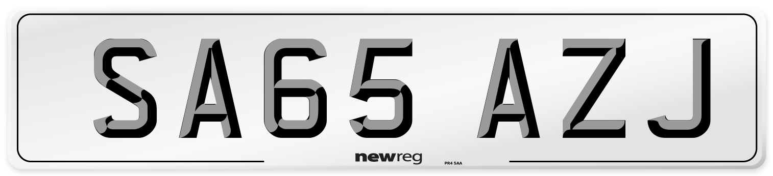 SA65 AZJ Number Plate from New Reg